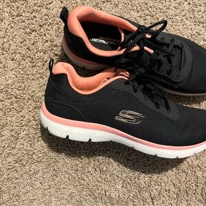Skechers Black and Pink Sneakers with Lightweight Design